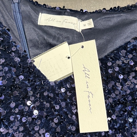 All in Favor Navy off the shoulder sequins dress M‎ NWT - Picture 5 of 10